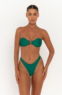 FAE Swim Tallara Top Forest Green Bandeau Bikini Sz S B-C NWT